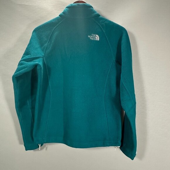 The North Face Jacket Womens Small Teal Fleece Full Zip Logo Zip Pockets - Picture 8 of 9